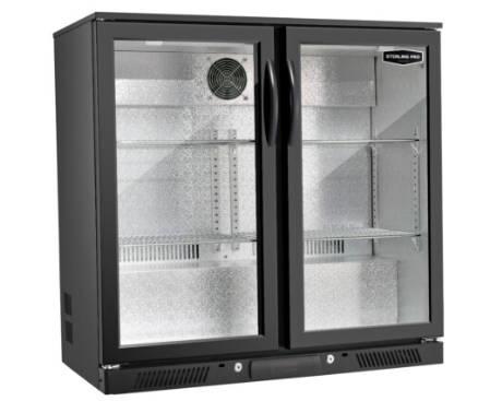 SP2HC-LOW-BH Low Height Hinged Double Door Bottle Cooler - Black