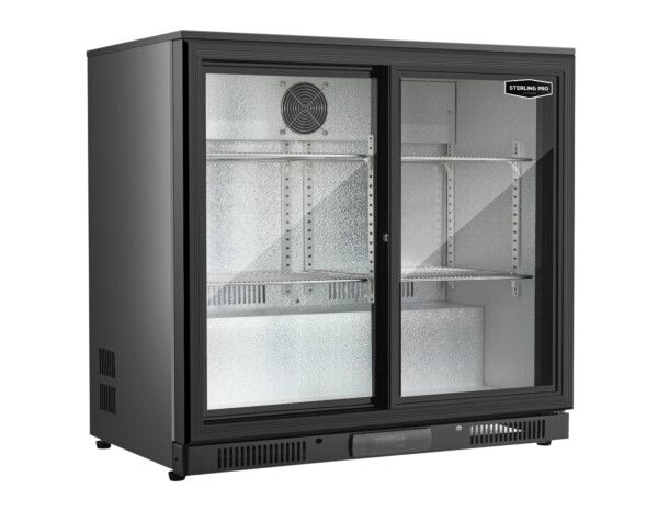SP2HC-LOW-BS Low Height Sliding Double Door Bottle Cooler - Black