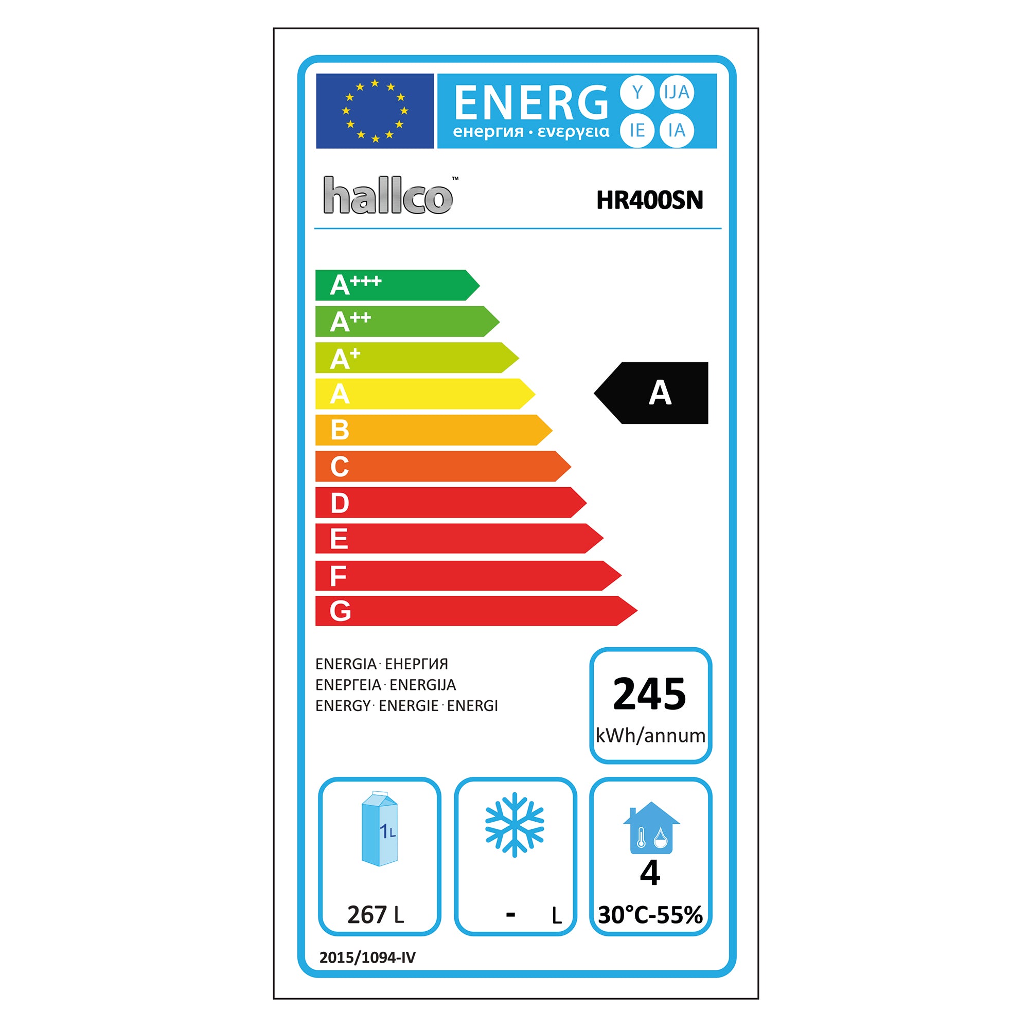 Hallco HR400SN Upright Refrigerator