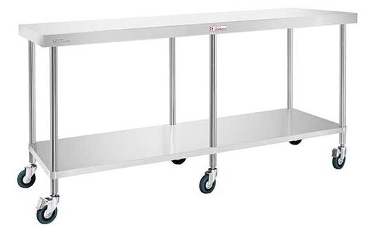 SS010800 Stainless Table with Castors/brakes