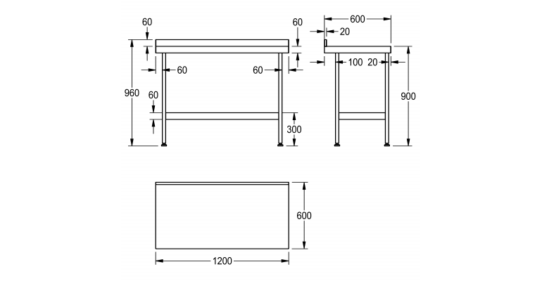 F20601Z Stainless Steel Mini Wall Table