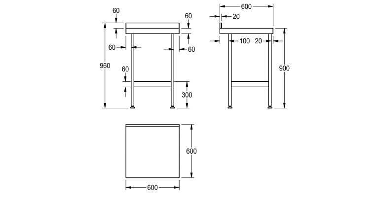 F20619Z Stainless Steel Mini Wall Table
