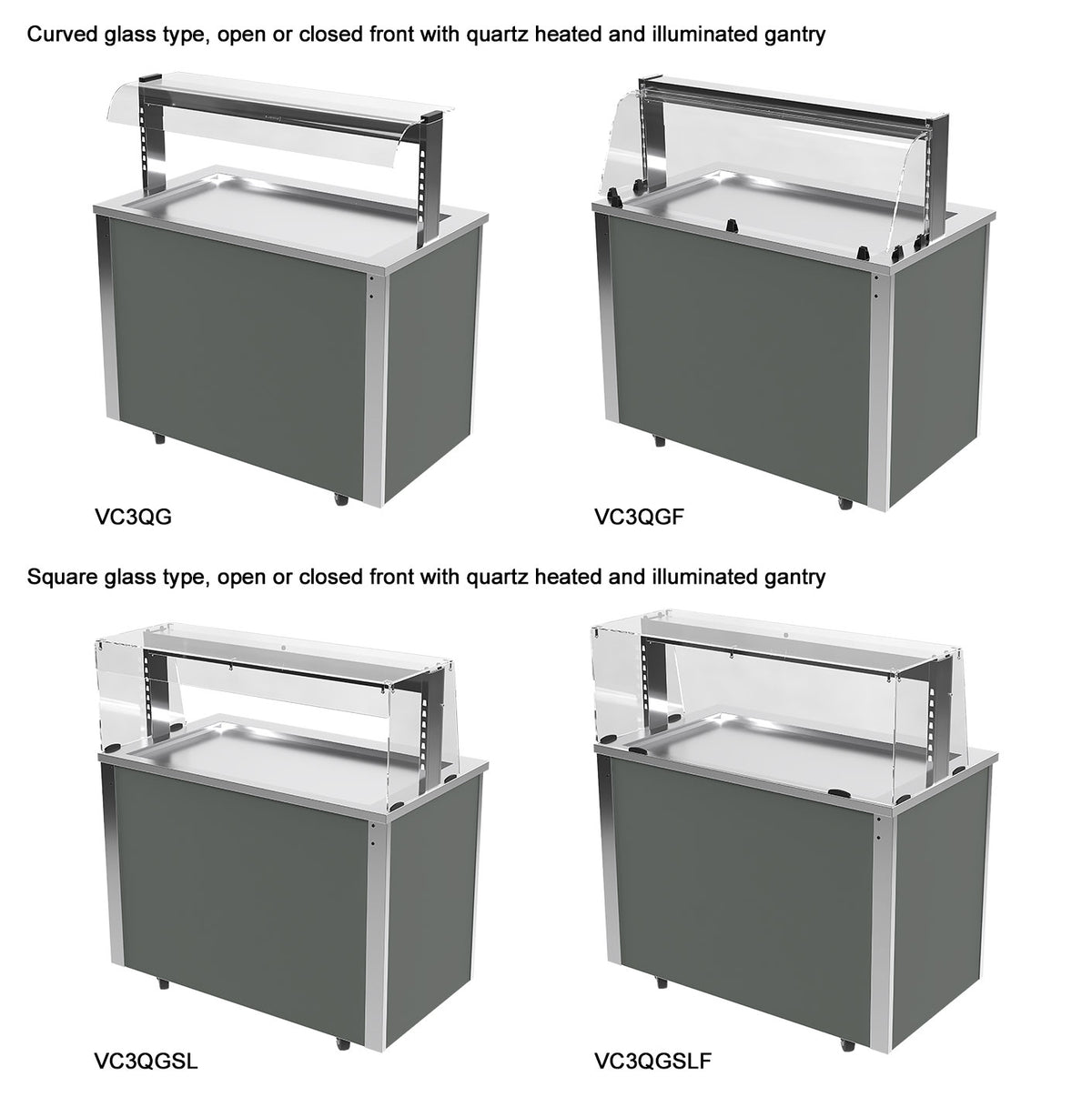 Versicarte VC2HTS Servery Unit with Recessed Stainless Steel Solid Top