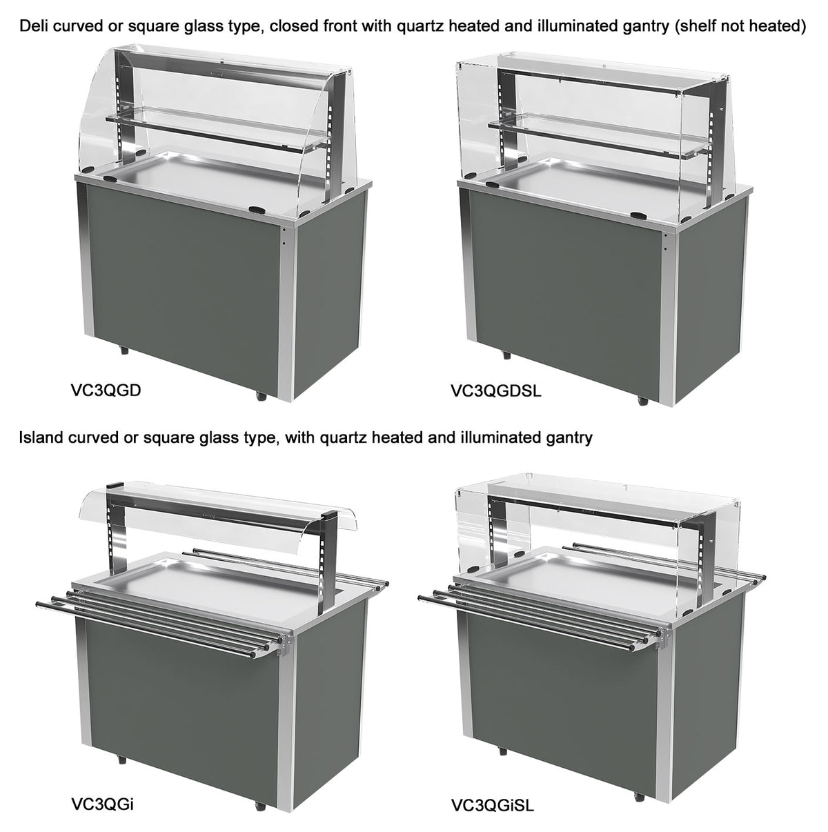Versicarte VC2HTS Servery Unit with Recessed Stainless Steel Solid Top