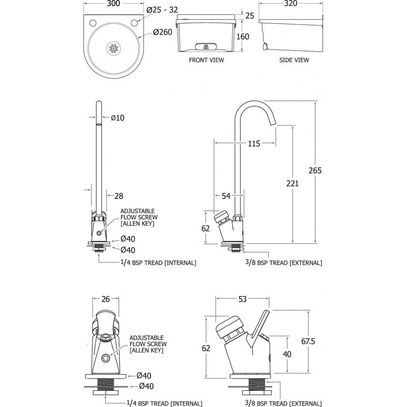 BSX-300-WDS Basin with Bottle Filler and Bubbler