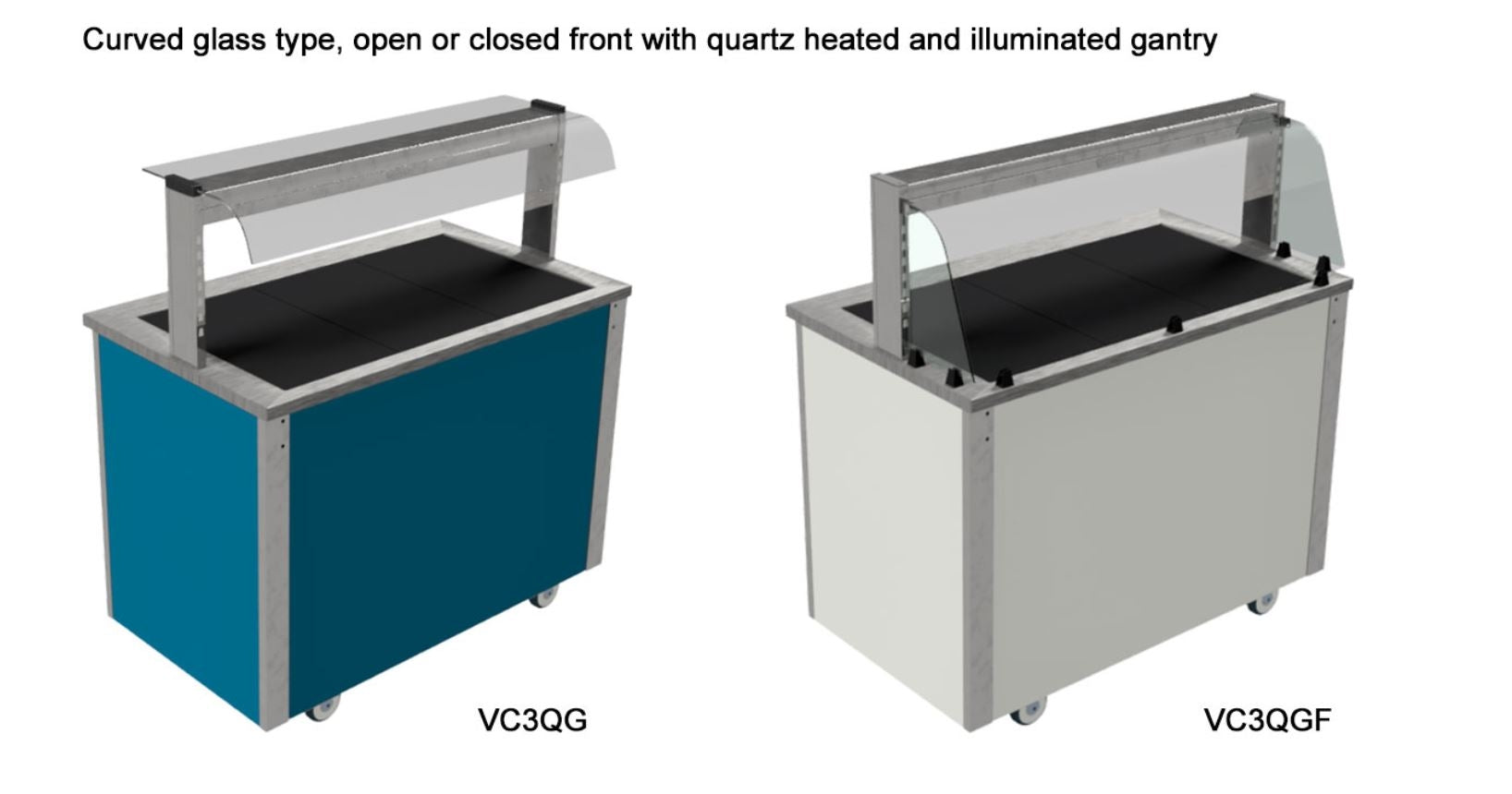 Curved glass gantry open or closed