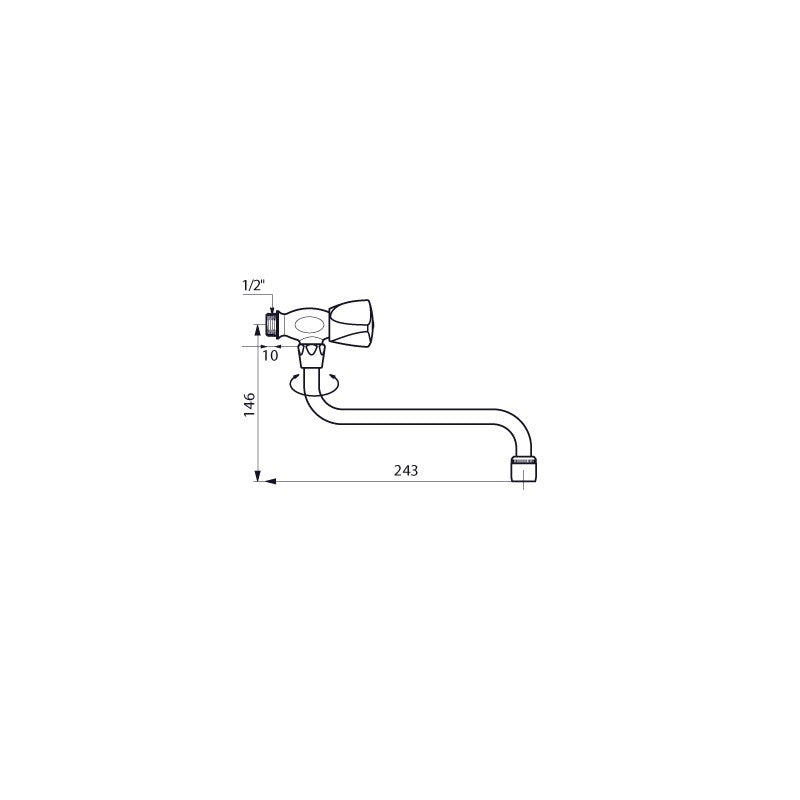 1/2" Dome Head Bib Tap with Swivel Spout