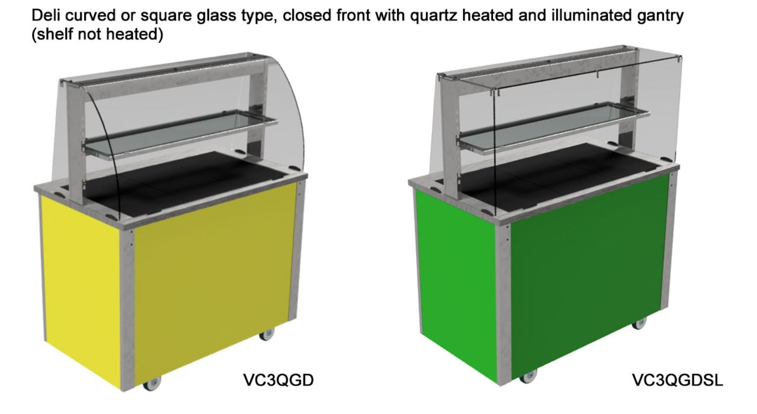 Deli gantry curved or square glass closed front