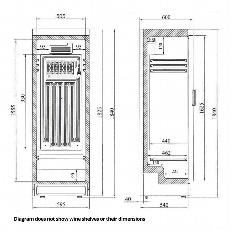 Tefcold FS1380W Wine Cooler - Diagram