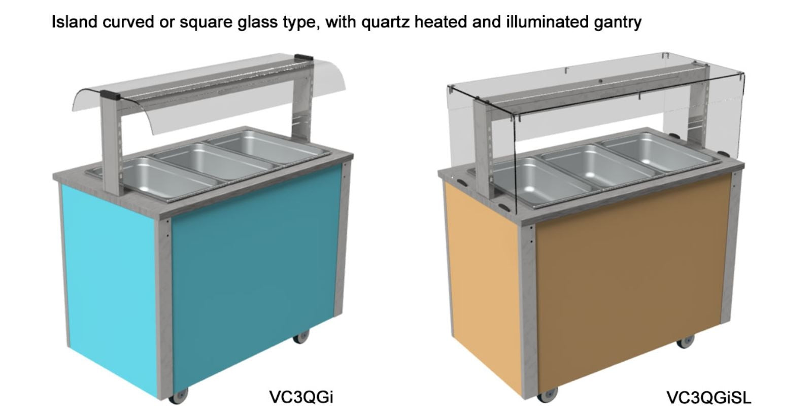 Island Glass Gantry Curved or Square Open Front