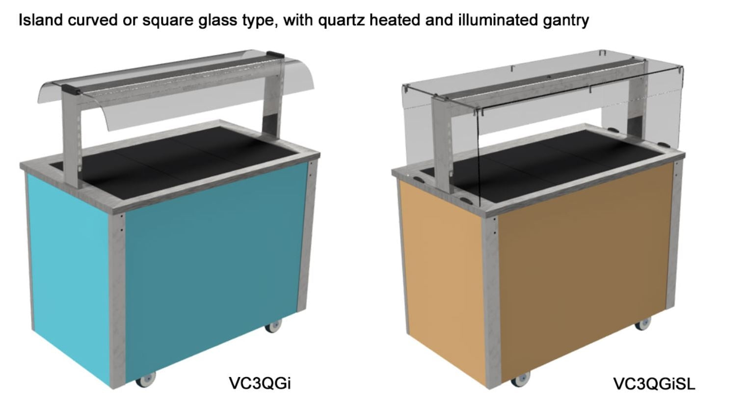 Island gantry curved or square glass open front