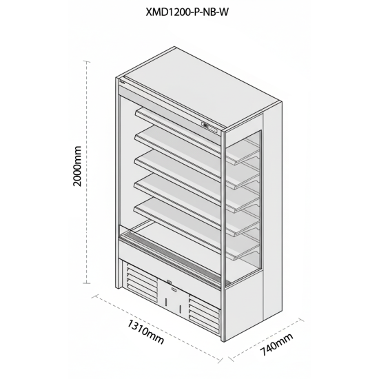Prodis XMD1200-P-NB-W Open Fronted Multideck / Night Blind 1200mm White