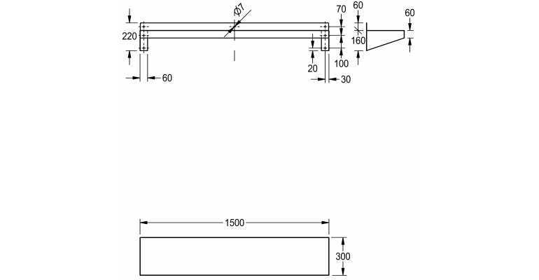 F10514N Wall Shelf 1500 x 300